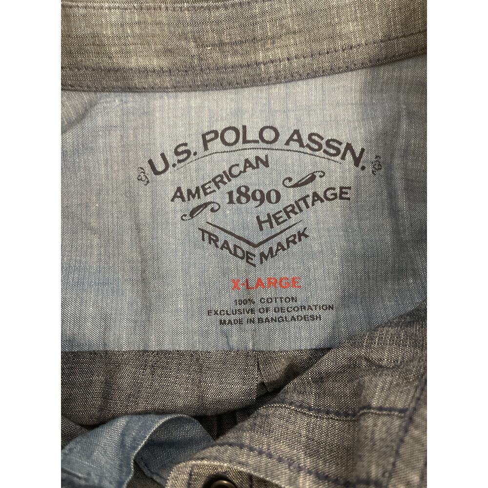 Vintage U.S. Polo Assn. Shirt Mens XL Grey Long Sleeve Workwear Rugged Americana - Picture 3 of 5